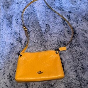 Coach Mia Mustard Ostrich Crossbody Bag